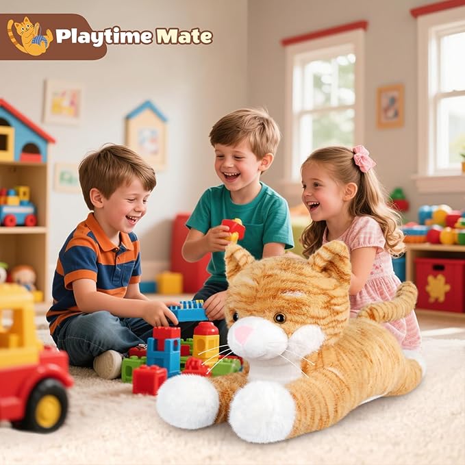 Giant Cat Plush 30", Jumbo Soft Orange Cat Stuffed Animal, Giant Plush Toys Hugging Pillow for Stress Relief & Sleep Aid, Huge Cuddly Cats Plushies Gift for Kids Adults