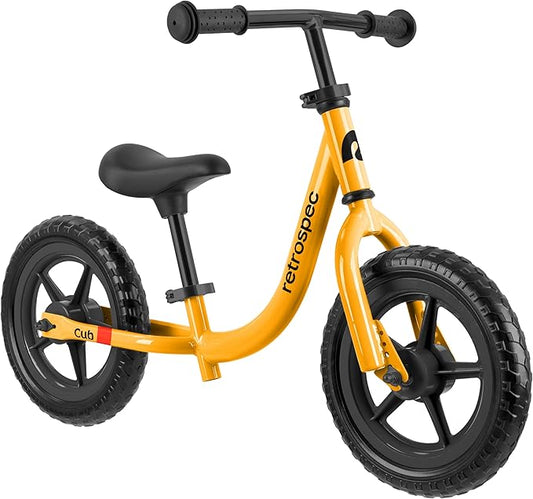 Retrospec Cub Toddler Balance Bike for Ages 18 Months - 3 Years - 12in No-Pedal Beginner Bicycle with Adjustable Seat, Puncture-Proof Tires & Safe Low Frame Design