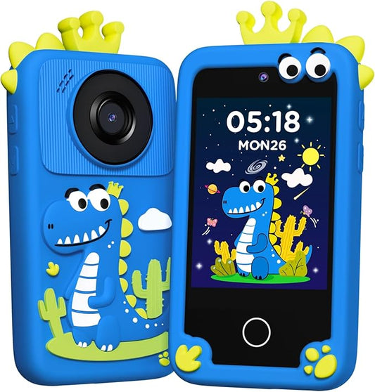 Kids Smart Phone Camera, Christmas Birthday Gifts for Toddler Boys Age 3-10, Kids Toys Dinosaur Cell Phone, Preschool Learning Educational Toys with Audio Books, Musics, Games 32G SD Card