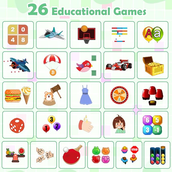 Luyiilo Smart Watch for Kids, with 26 Puzzle Games, Touch Screen, HD Camera, Alarm Clock, Toys for Ages 4-12 Years Old.Birthday Gift for Boys Girls (Green)