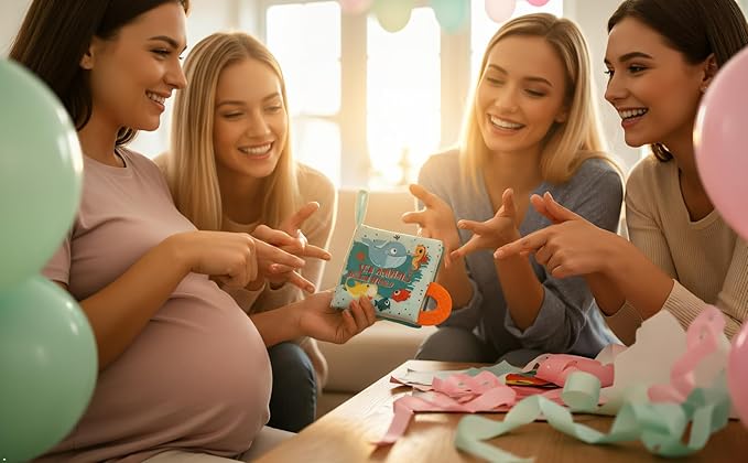 Baby Book Toy, Soft Cloth Crinkle Books for Babies with Teether, Infant Toys 0-3-6-12-18 Months, Shower Baby Gifts, Teething Toy for Boys Girls- Fish, Shark-1PC Book