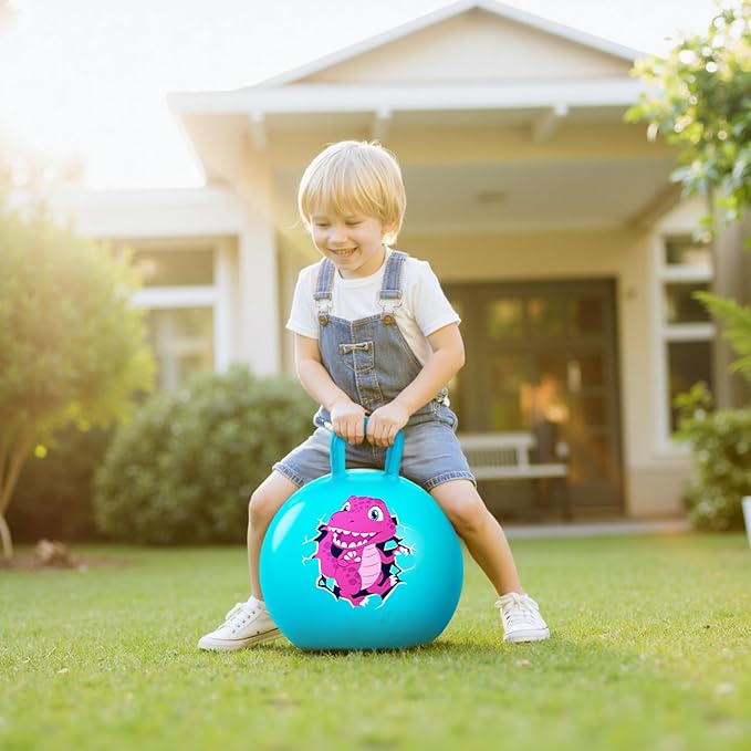 EVERICH TOY Hopper Ball for Kids 4-8, 18In Dinosaur Hoppity Hop Ball, Sit On Bouncy Balls with Handle, Indoor Outdoor Christmas Hopping Toys Gifts for Boys Girls