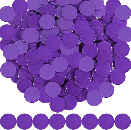Coopay 1-1/5 inch Plastic Learning Counters Disks Bingo Chip Counting Discs Markers for Math Practice and Poker Chips Game Tokens, 200 Pieces(Purple)