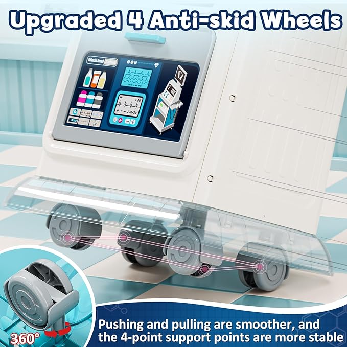 Lehoo Castle Doctor Kit for Toddlers 3-5, Kids Doctors Play Set, Mobile Cart with Lights and Sound, Pretend Play Stethoscope Toys for Girls 3 4 5 Years Old