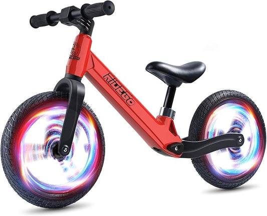 Ridego 12 Inch Balance Bike for Kids 2-4 Year Old,Lightweight Kids Bike with Adjustable Seat, Push Bicycle with Air Rubber Tires，Ride-on Toys Birthday Gift