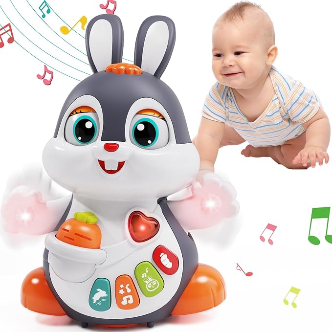 Baby Toys 12-18 Months, Musical Bunny Light Tummy Time Infant Baby Crawling Toy 6-12 Month, Dancing Moving Walking Toddler Toy 3 4 5 6 7 8 9 Month 1 Year Old Boy Girl Christmas Birthday Gifts