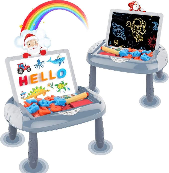 Toy for 1-2 Year Old Boys, Toddlers Toys with Magnetic Letters and Numbers, Art Easel for Kids 1 2 Year Old, Boy Birthday Christmas Gifts (Blue)