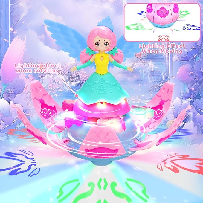 Princess Girl Toys for Toddlers Birthday 1 2 3 4 Year Old Girls with Lights up and Sounds, 360°Freedom and Operated Automatic Bump Dancing Princess Interactive Spin Robot Toys