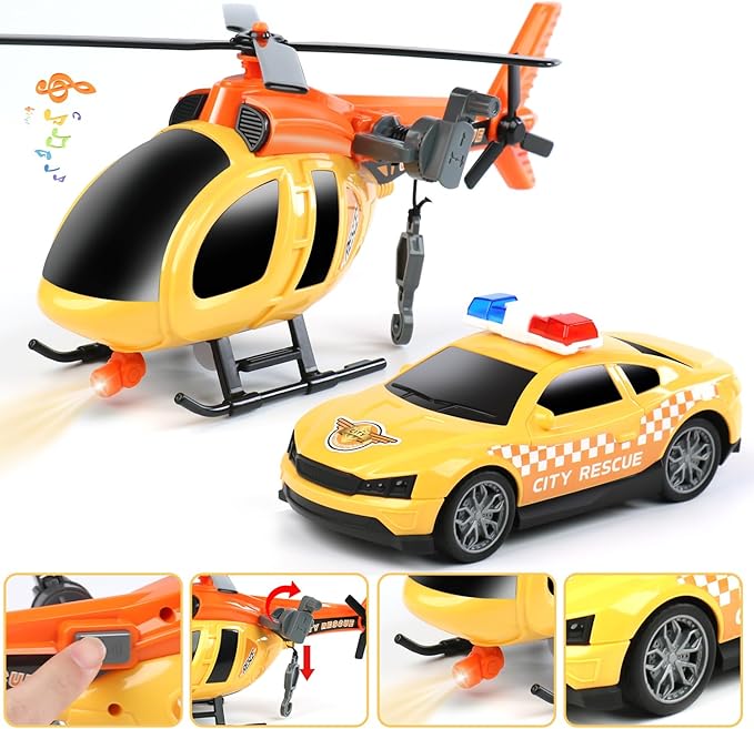 Dwi Dowellin 27" Large Friction Powered Construction Truck Car Toy with Excavator and Dump Truck, Semi-Trailer Toys for 3 4 5 Years Old Toddlers Kids Boys & Girls Gift