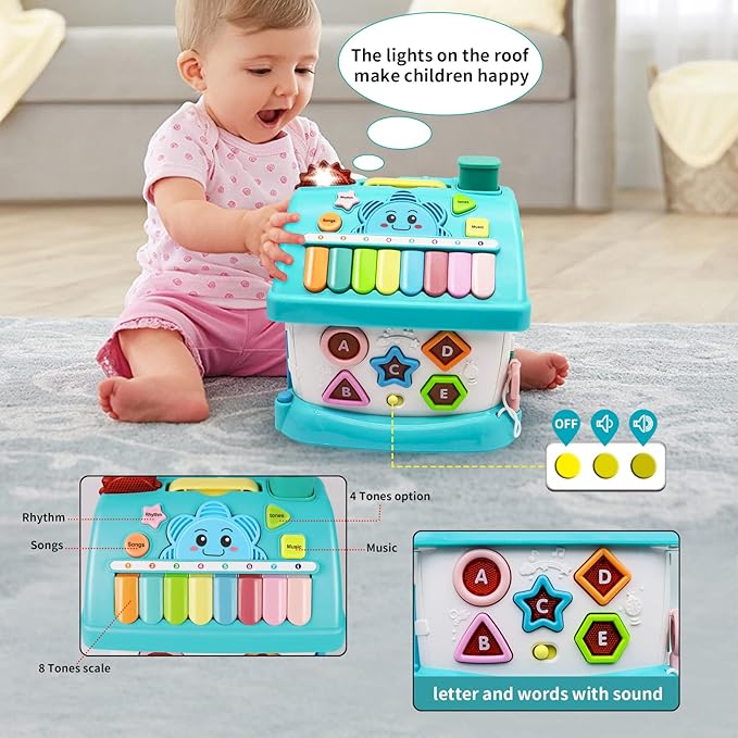 Toys for 1 Year Old Boys Gifts, 8 in 1 Functional Musical House Educational Baby Toys 12-18 Months Montessori Toy for One Year Old Boy Birthday Gifts