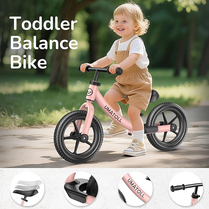 Umatoll Toddler Balance Bike 2 Year Old, Kids Bike Toy for 18 Months to 5 Years Old, Tool-Free Adjustment, Birthday Gifts for 2-3 Boys Girls, No Pedal