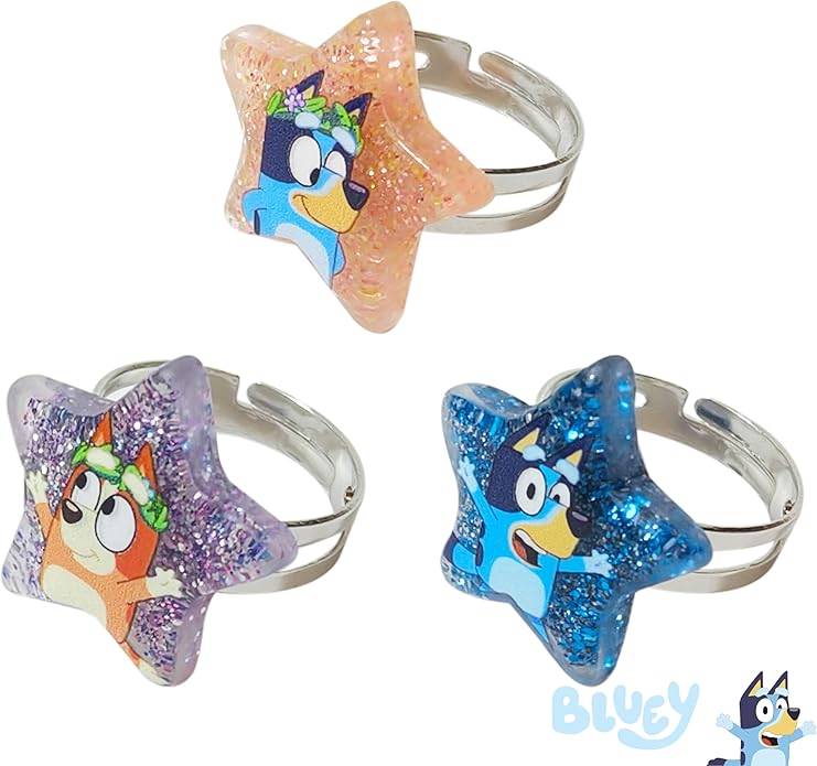 LUV HER Bluey Girl's Jewelry Set - Dress up Toy Jewelry Box Set with Bead Necklace, Bracelet and Ring - Play Accessories - Ages 3+