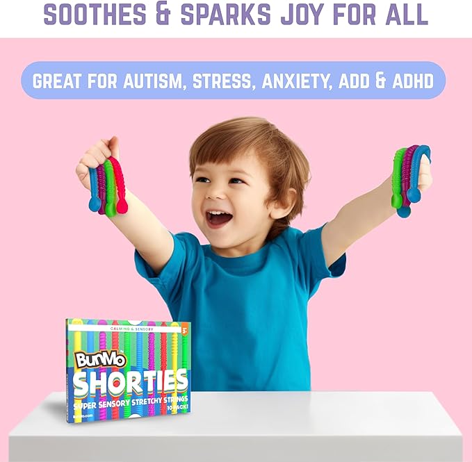 BUNMO Stocking Stuffers for Kids - Stretchy Sensory Strings - Sensory Toys for Kids - Toddler Stocking Stuffers - Hours of Fun - Mini Sensorial - 10 Pack
