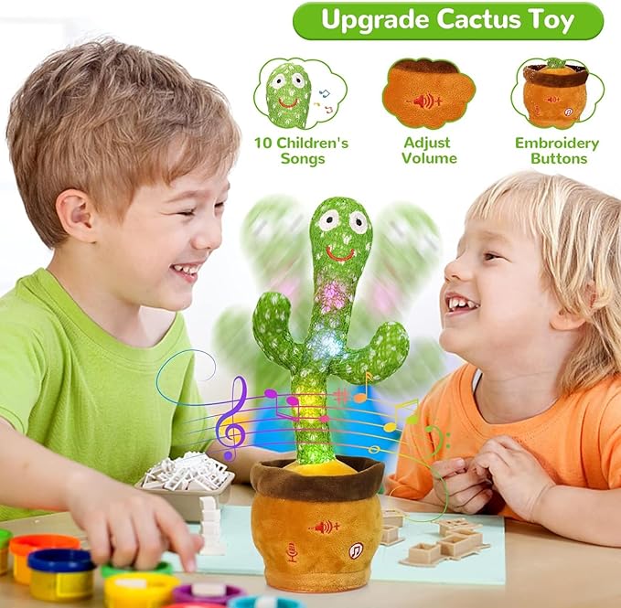 Emoin Dancing Talking Cactus Toy, Cactus Baby Toy Singing Children's Song, Mimicking Recording Repeating What You Say, Educational Interactive Baby Boys Girls Toys (Volume Adjustment)