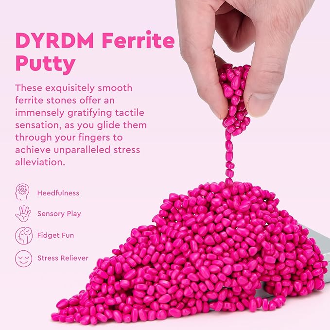 1000+ Original Ferrite Putty Rose Red, Fidget Toy Ferrite Stones for Stress Relief, Sensory Toy for Adults & Teens 14+, Holiday Stocking Stuffer, Ferrite Rocks Fidget Present for Office
