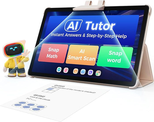 AI Kids Tablet with Parental Control - 50000+ Content AI Tutor Learning Tablet with ELA, Math, ABC, Word, Read, Phonics, STEM for Homeschooler Educational Study for G1 - G6 (TalPad T100, Standard)