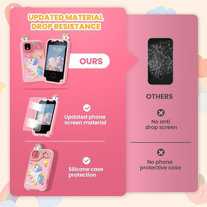 Kids Phone for Girl Toys, Kids Camera Toy Kids Toddler Tablet Smart Phone Christmas Birthday Gifts Toddler Ages 2,3,5,7,8,10 Year Old, Educational Learning Toys with 2.8" Touchscreen, Music Video Game