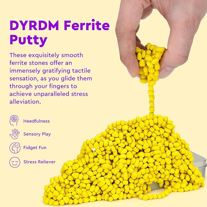 1000+ Original Ferrite Putty Yellow, Fidget Toy Ferrite Stones for Stress Relief, Sensory Toy for Adults & Teens 14+, Holiday Stocking Stuffer, Ferrite Rocks Fidget Present for Office