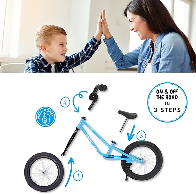 16 Inch Kids Balance Bike for 5-8 Year Old, BMX Kids Bike with No Pedals, Air Rubber Tires, Footrests, Adjustable Height for Big Kids, Boys, Girls (Blue)