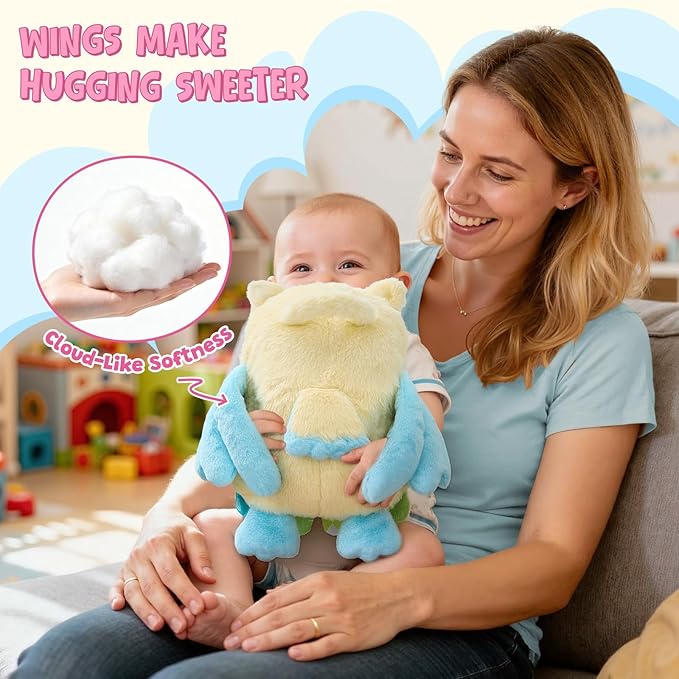 JoyCat Baby Tummy Time Toys 0-12 Months, Sensory Owl Stuffed Animal, Soft Montessori Infant Toy with Textured Crinkle Mirror, 13 Inch Carseat Toy for Newborn Boy Girl Shower Christmas Gift