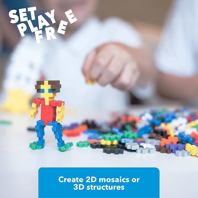 PLUS PLUS - Open Play Set - 1200 Piece - Basic Color Mix, Construction Building Stem Toy, Interlocking Mini Puzzle Blocks for Kids