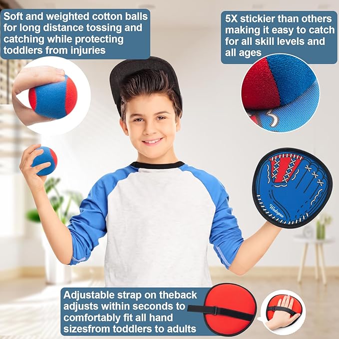 Toss and Catch Ball Game, Kids Toddler Baseball Glove & Catch Ball Toys, Kids Outdoor Games for Family, Toys for Beach Yard Outside, Birthday for Ages 3 4 5 6 7 8-12 Year Old Boys Girls