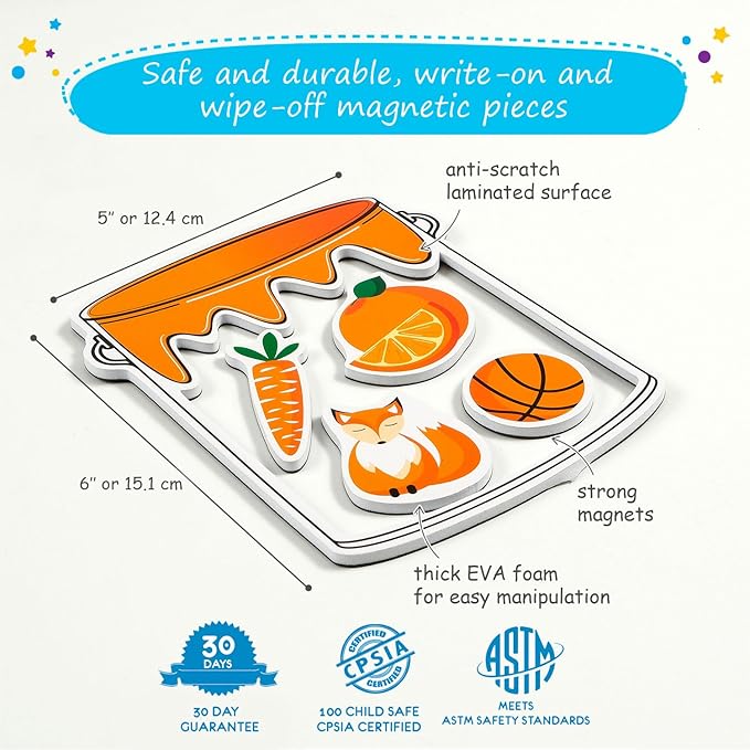 Simply magic 11 Jars Magnetic Color Sorting Set - Color Sorting Toys for Toddlers, Magnetic Shapes, Learning Colors Recognition Magnets, Colors Matching Games for Toddlers, Preschool Circle Time