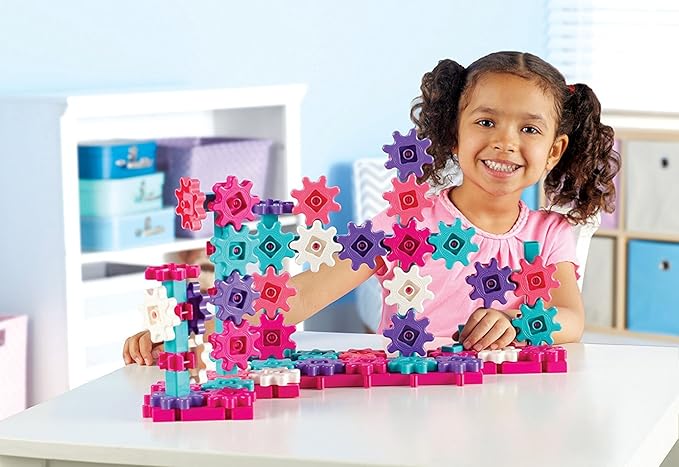Learning Resources Gears! Gears! Gears! Deluxe Building Set Pink - 100 Pieces, Ages 3+, STEM Activities, Fine Motor Skills, Toddler Explorer Kit, Science and Construction, Boys and Girls Gifts