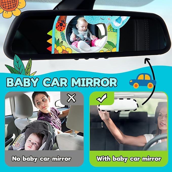 Koty Car Seat Toy - Kick and Play Activity Center with Mirror,Teether and Crinkle, Fun Travel Baby Toy for Rear Car Seat, Easier Drive with Newborns, Babies, Hanging Toys for Infants 0-6-12-18 Months