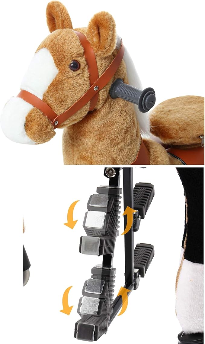 JoJoPooNy Ride on Horse Toy, Kids Ride on Toy for 6-14 Years Old, Premium Riding Horse Plush Animal Toy, Walking Horse Toy with Wheels (36 Inch Height)
