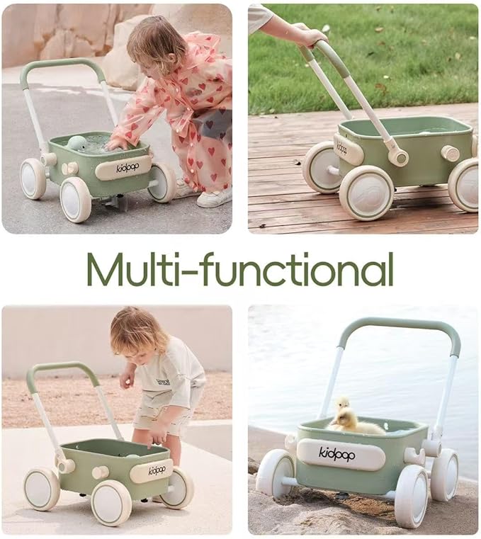 PULA Baby Push Walker with Wheels Toddler Wagon for First Learner Baby Toys 6-12 Months, 1 Year Old Birthday Gifts, Indoors and Outdoors (Green)