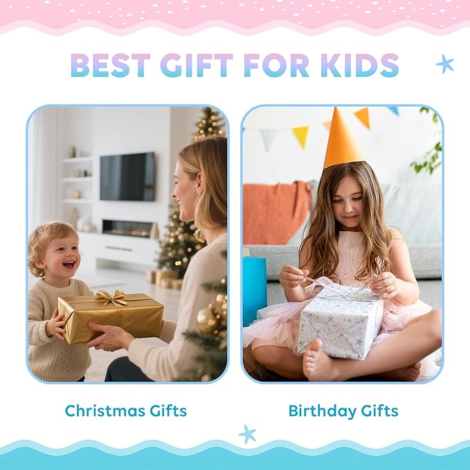 Ocean Sensory Bin, Play Set with 2 Color Moldable Sensory Sand, Magic Sand Art Kit with Sandbox, Sensory Beach Toys for Toddlers Kids, Christmas Birthday Gift for Boys Girls Age 3 4 5 6 7 8