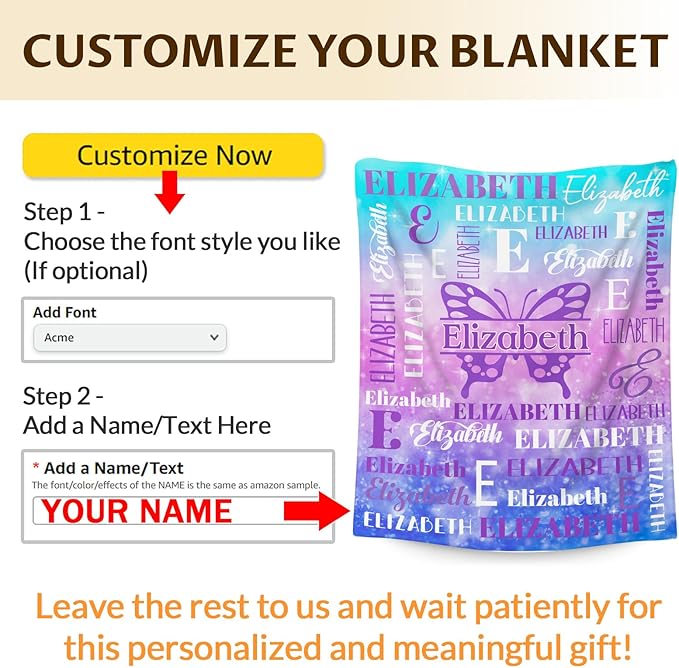 Personalized Butterfly Blankets for Kids Teens Adults, Girls Women Throw Blanket Gifts for Butterfly Lovers, Custom Name Soft Warm Flannel Monogram Blankets Decor for Bed Couch Sofa Home Room