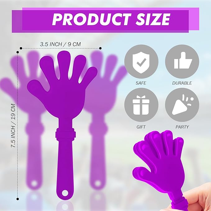36 Pcs Hand Clappers Noisemakers 7.5 Inch Clappers Noisemakers Plastic Hand Clappers for Birthdays Game Football Sporting Events Cheers Supplies Dance Basketball Football Noisemakers（Purple）
