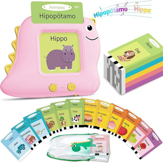 Girls Toys Spanish Talking Flash Cards - Toddler Montessori Toys for Age 2-4, Bilingual Español Speech Therapy, 224 Words Preschool Learning Activity, Gifts for Little Girls 2 3 4 5 Years Old