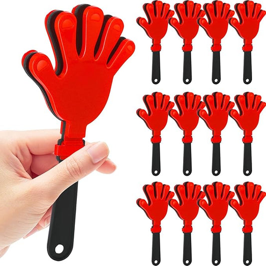 12 Pcs Hand Clappers Noisemakers 7.5 Inch Clappers Noisemakers Plastic Hand Clappers for Birthdays Game Football Sporting Events Cheers Supplies Dance Basketball Football Noisemakers(Red and Black)