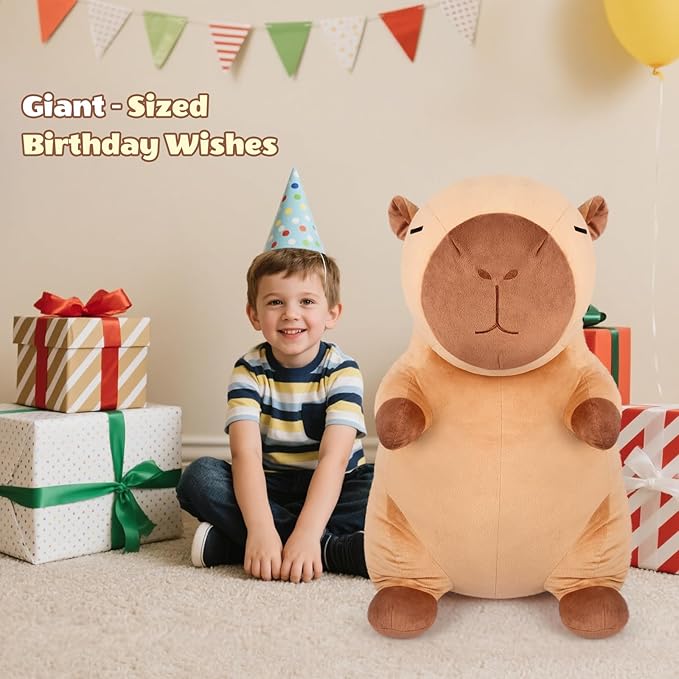 Giant Capybara Plush 30", Jumbo Soft Capybara Stuffed Animal, Giant Plush Toys Hugging Pillow for Stress Relief & Sleep Aid, Huge Cuddly Capibara Plushie Gift for Kids Adults