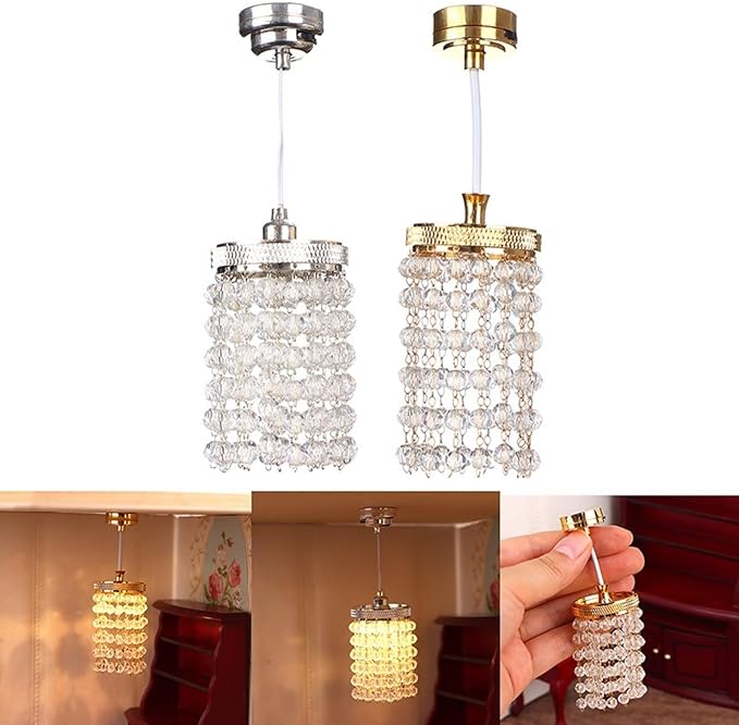 LUOZZY 3 Pcs Dollhouse Chandelier Light Ceiling Candle Chandelier Miniature Chandeliers for Dollhouse Led Chandelier