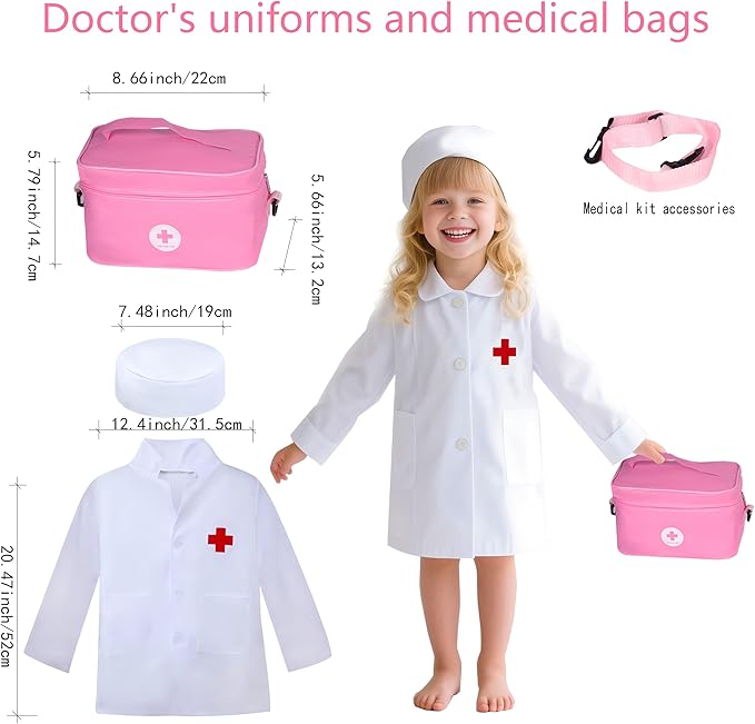 Doctor Kit for Kids Girls, 32 Pcs Kids Doctor Kit for Toddlers 3-5 with Medical Storage Bag & Real Stethoscope, Pretend Play Set for Boys Girls Fun Role Playing Game