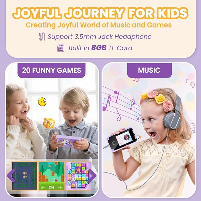 Kids Phone for Girl Toys, Kids Camera Toy Smart Phone Christmas Birthday Gifts Toddler Ages 2, 3, 5, 7, 8, 10 Year Old, Educational Learning Toys with 2.8" Touchscreen, Music Video Game (Purple)