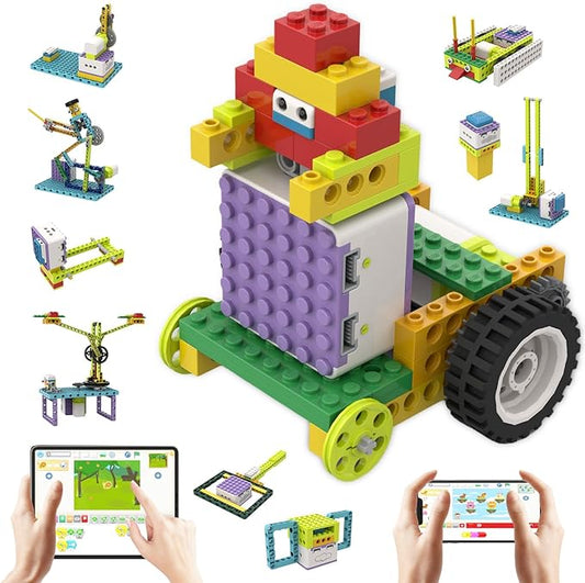 ICQbot 10 in 1 Coding Robot Kit,270+ Piece ScratchJr Learning Educational APP Remote Voice Programming Building Toys for Age 5+ Kids