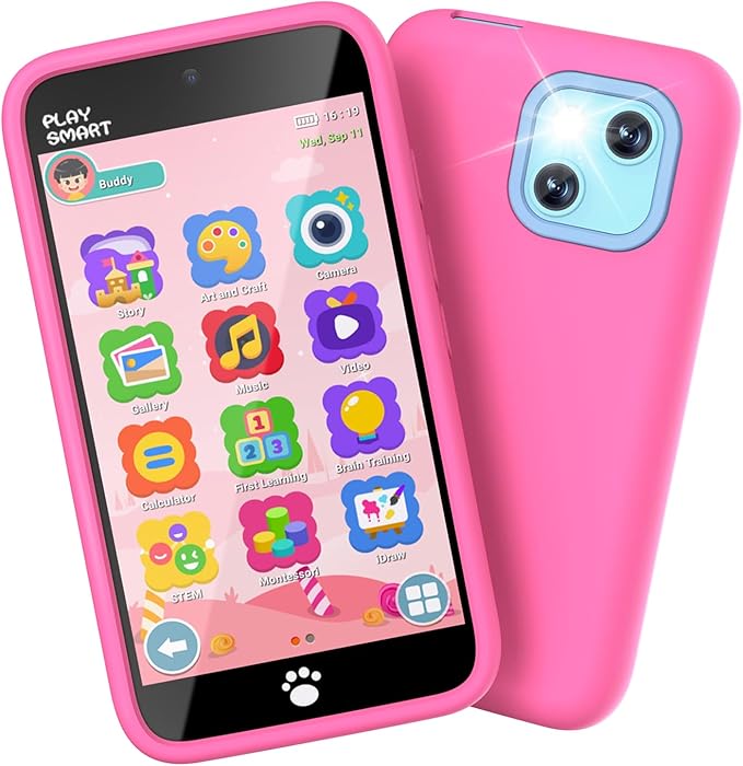 MOMILLA Kids Toys Smart Phone with Dual Camera, 3.97" Touchscreen, 200+ Educational Games, Learning Toys with Parental Control for Ages 3-8, for Kids