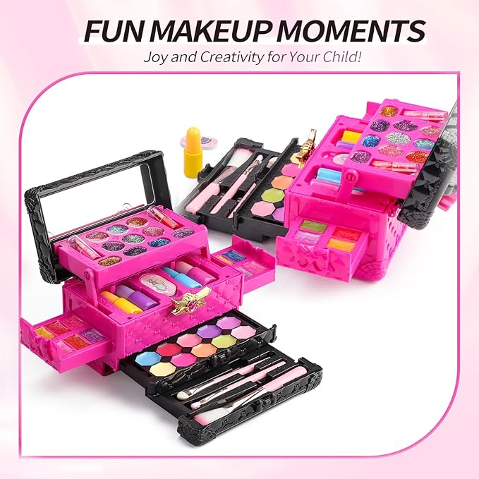 IMAGICTOWN Kids Makeup Sets for Girls 5-8 - Non-Toxic Play Makeup Kit for Toddlers 3-4 - Maquillaje para Niñas - Girls Makeup Kit Age 4-6 - Perfect Toddler Makeup Set