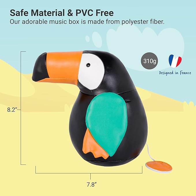 Little Big Friends Musical Baby Toy – Soft Plush Pull-String Cord Classical Toy for Baby & Toddlers | Soothing Stuffed Cuddly Animal Gift | Jean The Toucan