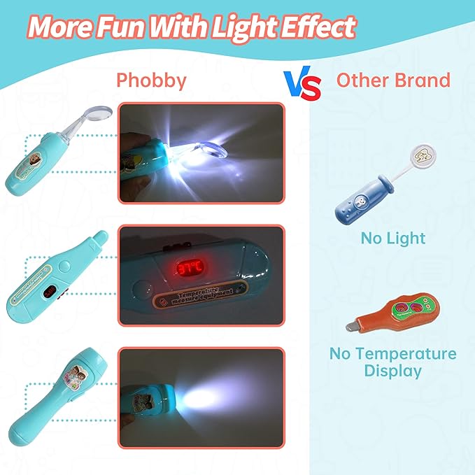 Kids Doctor Kit, 8 Pieces Toddlers Doctor Playset with Medical Storage Bag & Real Stethoscope, Pretend Play Doctor Toys Christmas Birthday Gift for Boys Girls Aged 3 4 5 6 (Blue)