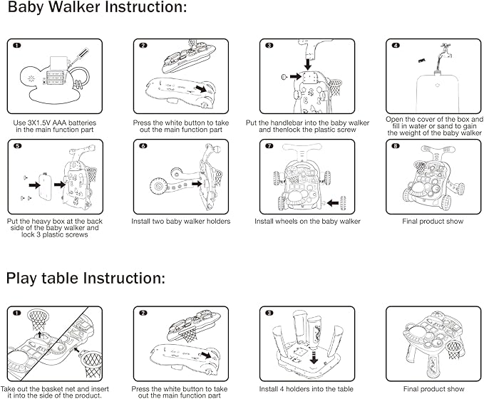 QDRAGON 3 in 1 Baby Walker and Activity Center for Girl, Learning to Walk, Sit to Stand, Early Educational Push Toys with Music Panel for Infant Toddler 12+ Months Pink