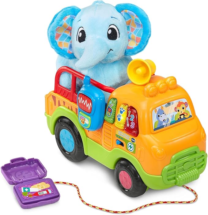 VTech Learn and Rescue Elephant Truck Pull Toy with Plush Elephant