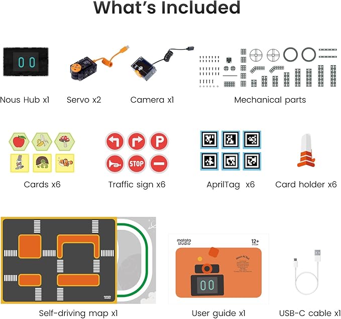 Nous AI Robot for Kids Ages 12+, STEM Coding Robot for Boys and Girls with Scratch & Python Programming, Robot Building Kit for Kids to Build Your Own AI Robot