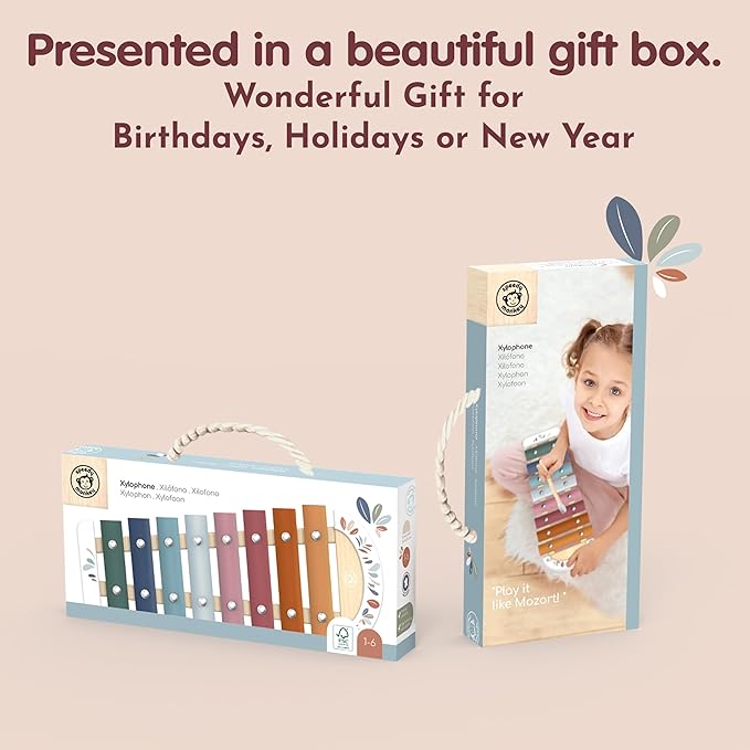 SPEEDY MONKEY Colorful Xylophone – 8 Tuned Metal Keys with Wooden Mallet, Safe Musical Toy for Toddlers 1+ Years, Enhances Sound Exploration, Learning & Coordination