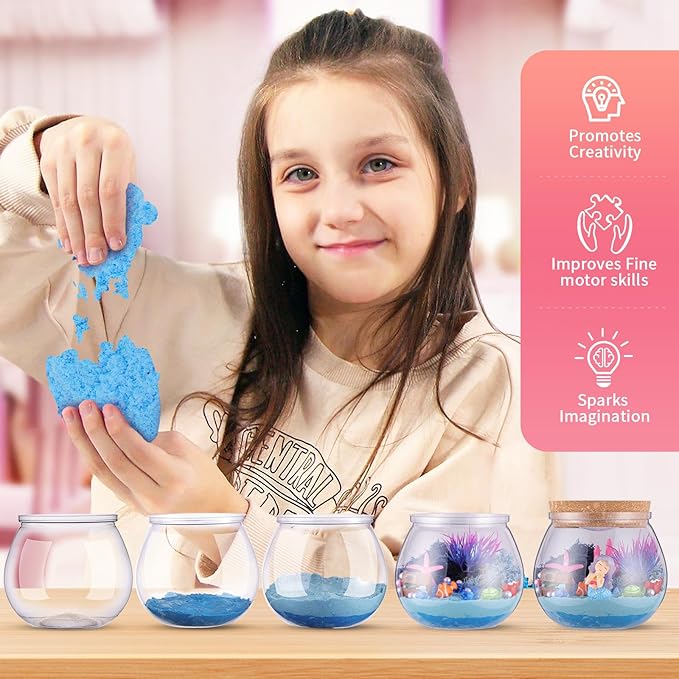 Mermaid Gifts for Girls 4-10 Years Old, Mermaid Crafts Kit for Kids, Light Up Mermaid Decoration with Remote - Arts and Crafts for Kids, Birthday Gifts Toys for Girls Age 4 5 6 7 8 9 10